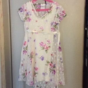 Beautiful cream with flowers flowing dress